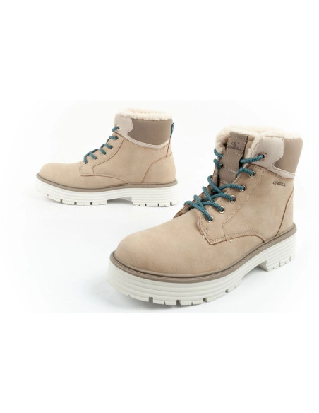 O'neill buty trapery zimowe damskie botki za kostkę ocieplane modne beżowe białe