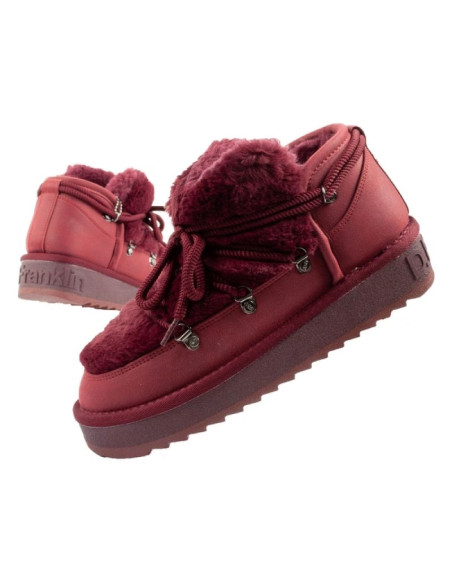 D.franklin buty śniegowce damskie zimowe modne futerko ocieplane bordowe