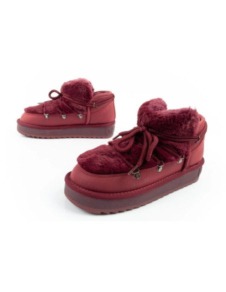 D.franklin buty śniegowce damskie zimowe modne futerko ocieplane bordowe
