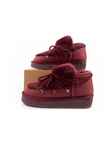 D.franklin buty śniegowce damskie zimowe modne futerko ocieplane bordowe