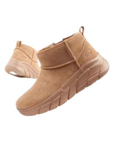 Skechers buty zimowe damskie botki za kostkę ocieplane skórzane brązowe