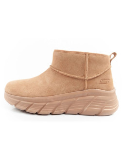 Skechers buty zimowe damskie botki za kostkę ocieplane skórzane brązowe 2