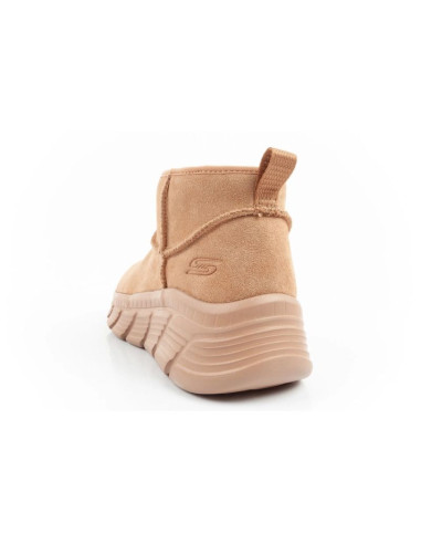 Skechers buty zimowe damskie botki za kostkę ocieplane skórzane brązowe