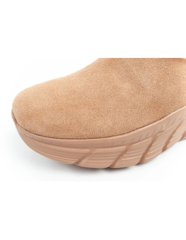 Skechers buty zimowe damskie botki za kostkę ocieplane skórzane brązowe