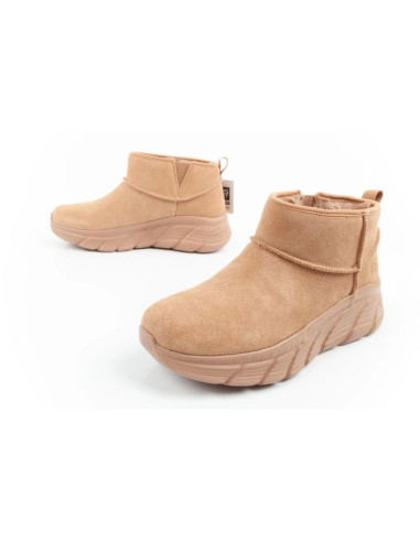 Skechers buty zimowe damskie botki za kostkę ocieplane skórzane brązowe