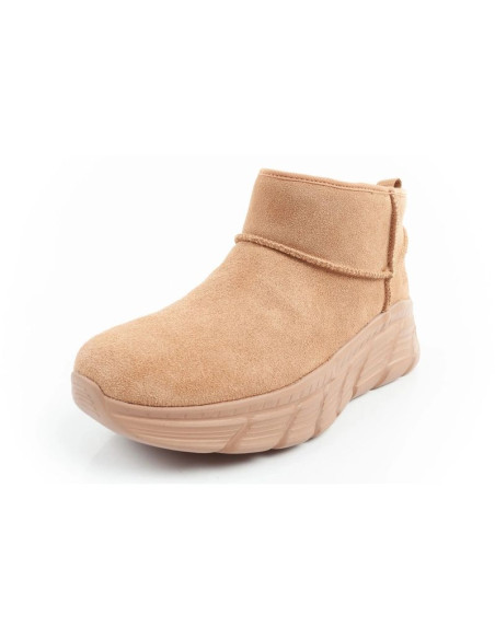 Skechers buty zimowe damskie botki za kostkę ocieplane skórzane brązowe