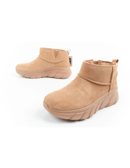 Skechers buty zimowe damskie botki za kostkę ocieplane skórzane brązowe