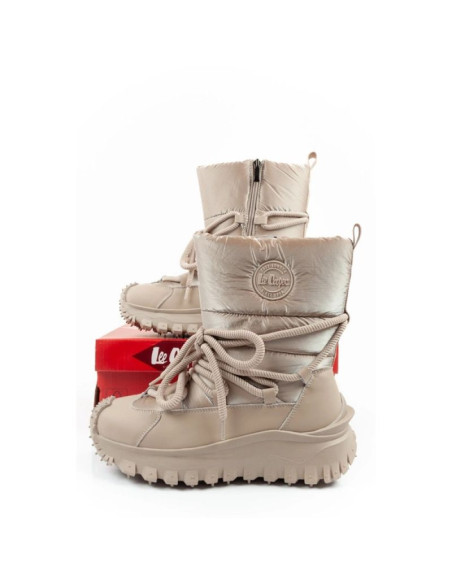 Lee cooper buty sportowe damskie zimowe trekkingowe ocieplane beżowe skóra naturalna