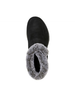 Botki zimowe damskie skechers on-the-go joy first glance buty ze skóry zamszowej z futerkiem czarne (144041-bkgy) 2