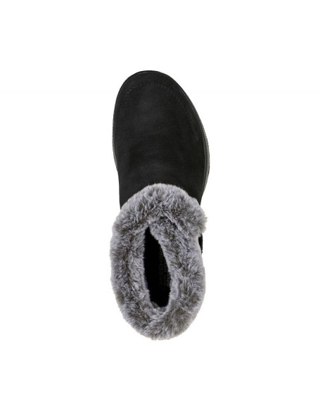Botki zimowe damskie skechers on-the-go joy first glance buty ze skóry zamszowej z futerkiem czarne (144041-bkgy)