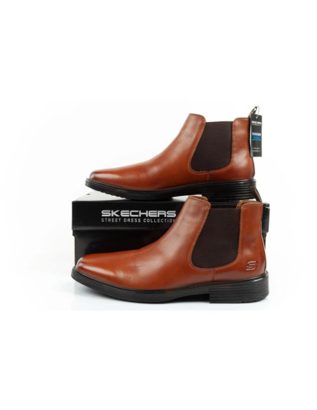 Skechers buty męskie sztyblety miller-boris eleganckie skórzane brązowe