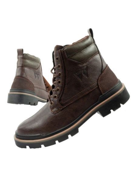 Wrangler nevada buty męskie sztyblety trzewiki eleganckie modne ciemny brąz