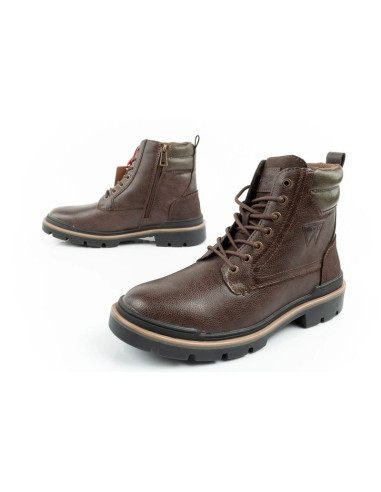 Wrangler nevada buty męskie sztyblety trzewiki eleganckie modne ciemny brąz