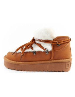 D.franklin buty śniegowce damskie zimowe modne futerko ocieplane brązowe za kostkę 2