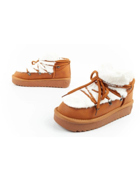 D.franklin buty śniegowce damskie zimowe modne futerko ocieplane brązowe za kostkę