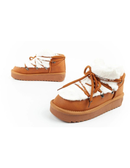 D.franklin buty śniegowce damskie zimowe modne futerko ocieplane brązowe za kostkę