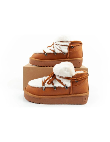 D.franklin buty śniegowce damskie zimowe modne futerko ocieplane brązowe za kostkę