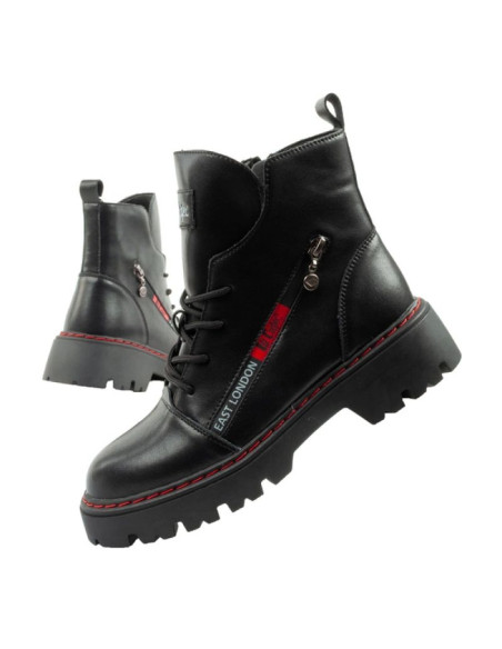 Lee cooper buty botki trapery damskie sztyblety skórzane ocieplane czarne czerwone