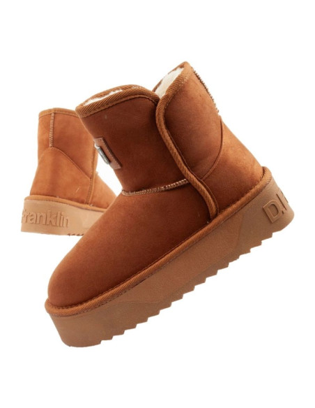 D.franklin buty śniegowce damskie zimowe modne futerko ocieplane botki brązowe