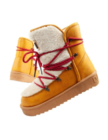 D.franklin buty śniegowce damskie zimowe modne futerko ocieplane musztardowe