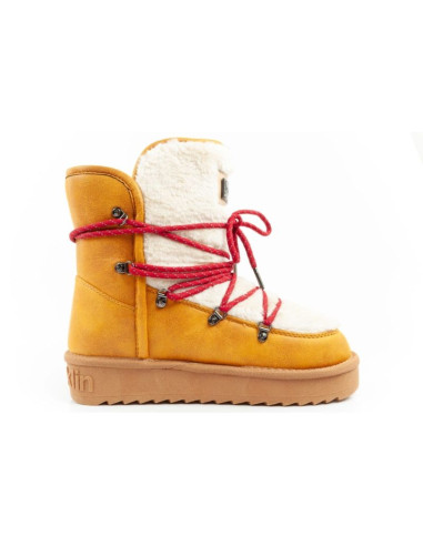 D.franklin buty śniegowce damskie zimowe modne futerko ocieplane musztardowe