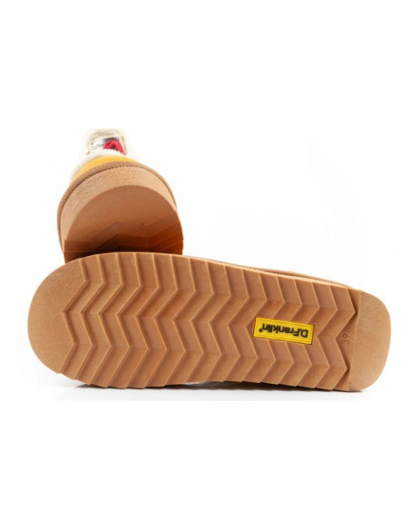 D.franklin buty śniegowce damskie zimowe modne futerko ocieplane musztardowe