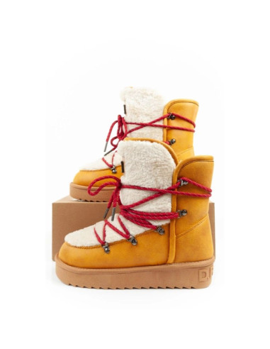 D.franklin buty śniegowce damskie zimowe modne futerko ocieplane musztardowe