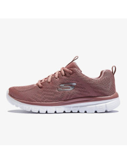 Buty sportowe damskie różowe skechers graceful get connected (12615-mve)