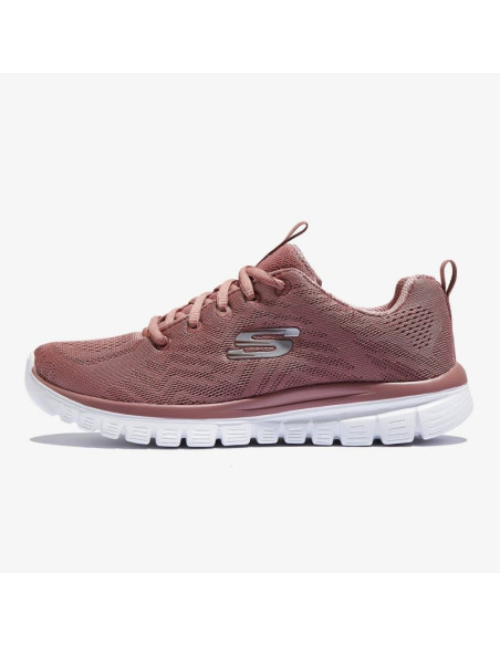 Buty sportowe damskie różowe skechers graceful get connected (12615-mve)