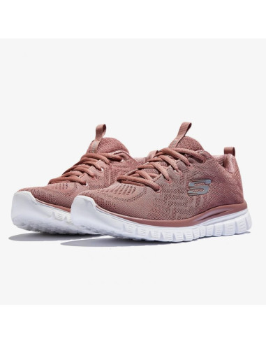 Buty sportowe damskie różowe skechers graceful get connected (12615-mve)