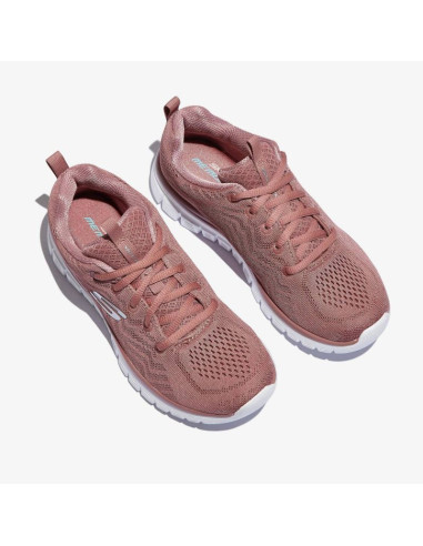 Buty sportowe damskie różowe skechers graceful get connected (12615-mve)