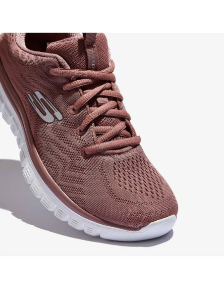 Buty sportowe damskie różowe skechers graceful get connected (12615-mve)