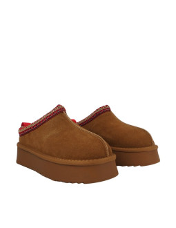 Buty damskie skórzane solo soprani couture sabot fur hugh platform jasny brąz ssw421p22 51 2