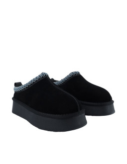 Buty damskie skórzane solo soprani couture sabot fur hugh platform czarne ssw421p22 53 2