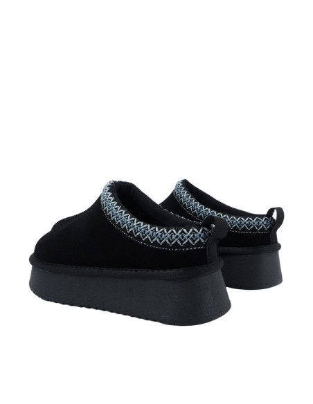 Buty damskie skórzane solo soprani couture sabot fur hugh platform czarne ssw421p22 53