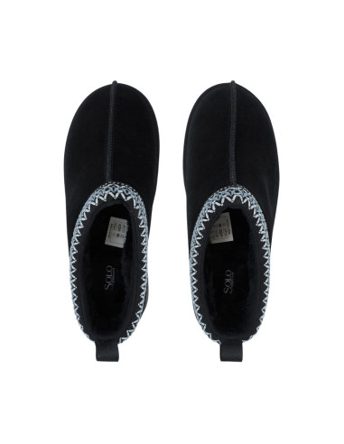 Buty damskie skórzane solo soprani couture sabot fur hugh platform czarne ssw421p22 53