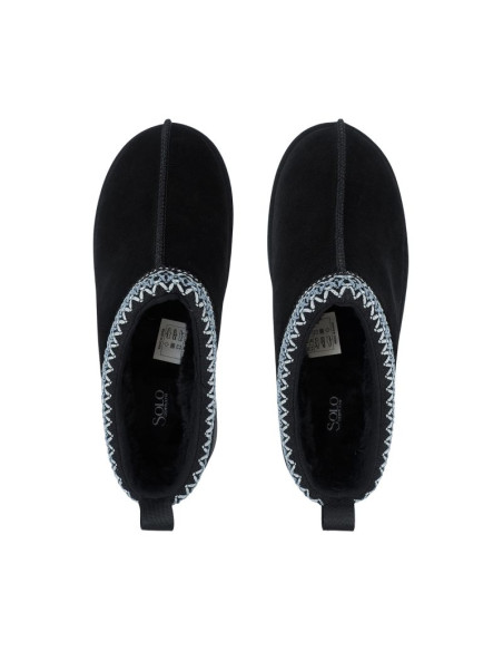 Buty damskie skórzane solo soprani couture sabot fur hugh platform czarne ssw421p22 53