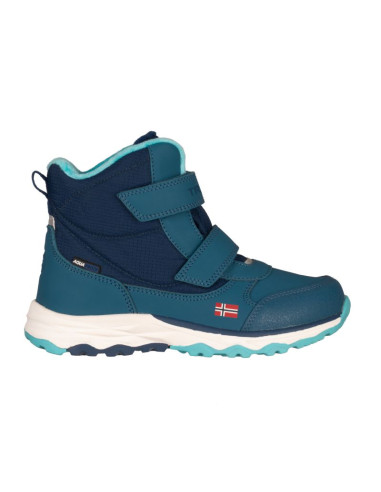 Buty zimowe dziecięce trollkids kids hafjell winter boots śniegowce wodoodporne na rzepy niebieskie (264-102)