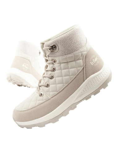 Lee cooper buty sportowe damskie zimowe trekkingowe ocieplane kremowe skóra ekologiczna
