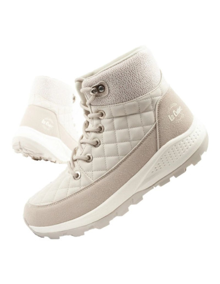 Lee cooper buty sportowe damskie zimowe trekkingowe ocieplane kremowe skóra ekologiczna