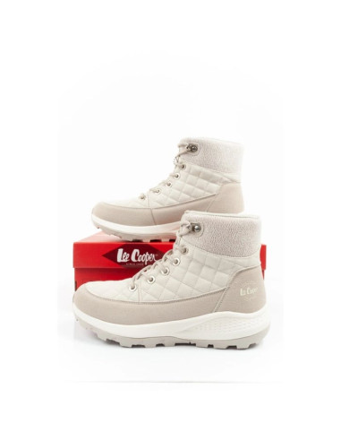 Lee cooper buty sportowe damskie zimowe trekkingowe ocieplane kremowe skóra ekologiczna