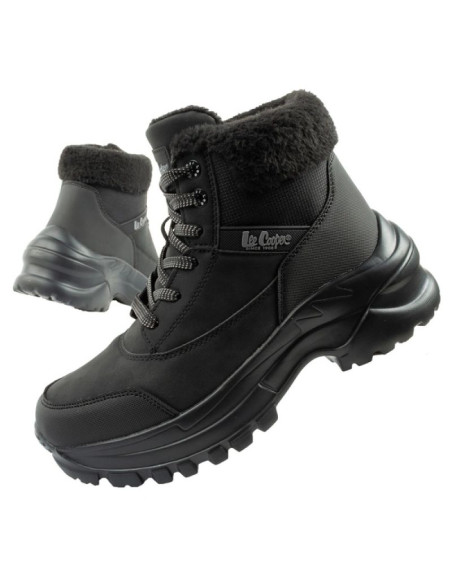 Lee cooper buty sportowe damskie zimowe trekkingowe ocieplane czarne sznurowane