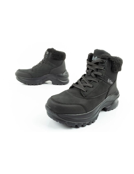Lee cooper buty sportowe damskie zimowe trekkingowe ocieplane czarne sznurowane