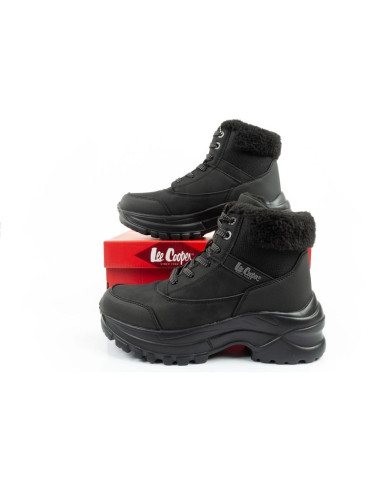 Lee cooper buty sportowe damskie zimowe trekkingowe ocieplane czarne sznurowane