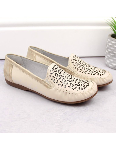 Skórzane komfortowe półbuty ażurowe rieker w rkr658