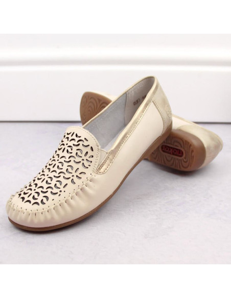 Skórzane komfortowe półbuty ażurowe rieker w rkr658