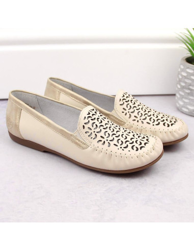 Skórzane komfortowe półbuty ażurowe rieker w rkr658