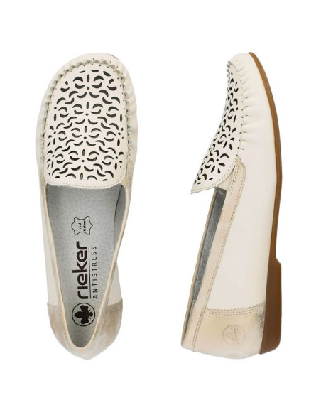 Skórzane komfortowe półbuty ażurowe rieker w rkr658