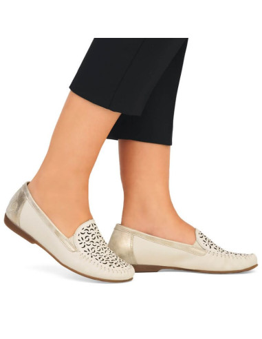 Skórzane komfortowe półbuty ażurowe rieker w rkr658