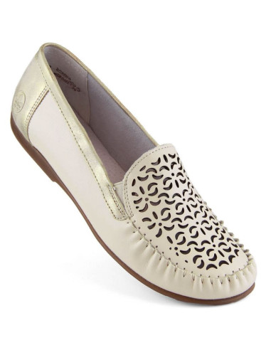 Skórzane komfortowe półbuty ażurowe rieker w rkr658